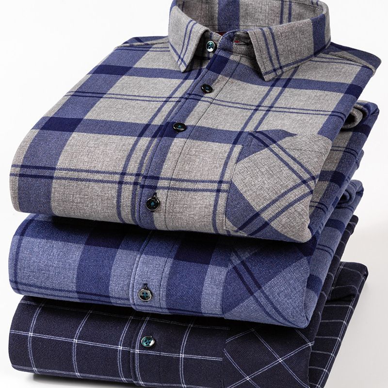 2023 Otoño e Invierno papá de mediana edad y anciano usa abrigo exterior camisa de manga larga mejorada de terciopelo de doble cara para hombres