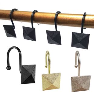 Amazon Hot Cross-border Special for Metal Square Frosted Shower Curtain Hook Curtain Hook Shower Curtain Ring Shower Curtain Hook