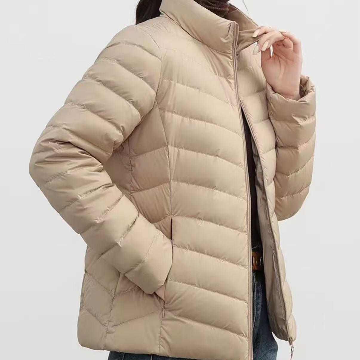 업그레이드된 두꺼운 카키색 스탠드 칼라