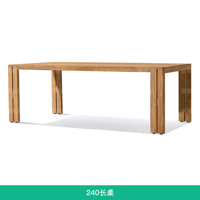 Mesa y silla de teca al aire libre, terraza de jardín al aire libre, muebles impermeables, protección solar, villa, patio, combinación de mesa y silla de madera maciza