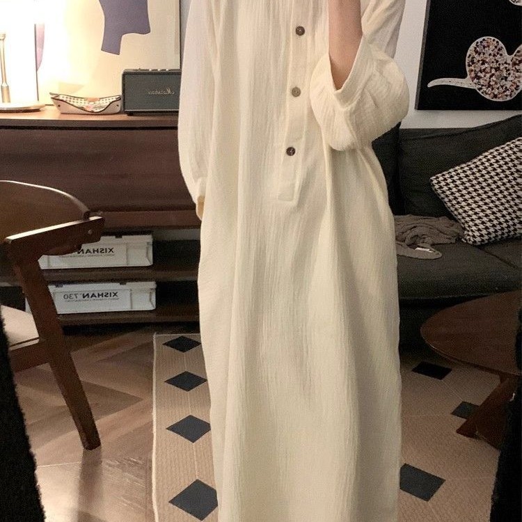 Primavera y verano nuevo vestido de pijama de mujer sobre la rodilla vestido dulce simple color sólido vestido de pijama de estudiantes en casa comercio exterior al por mayor
