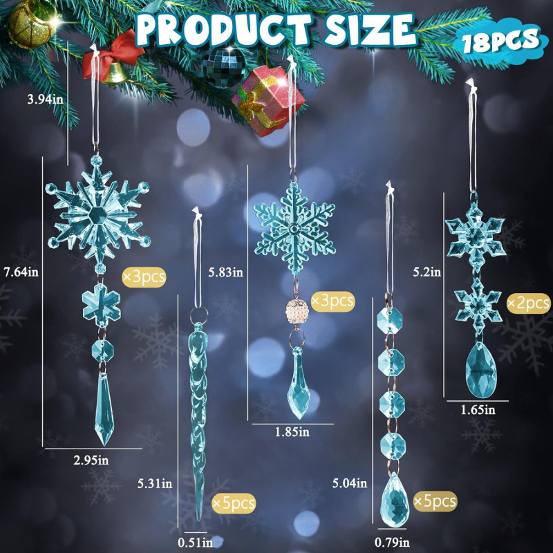 18点アクリルペンダントクリスマスツリー装飾品吊りアクリルクリスマス装飾氷柱水滴ペンダント|undefined