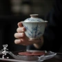 青花泡茶手绘家用盖碗