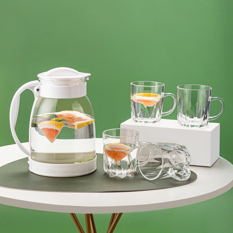 Moda Lila olla conjunto de cinco piezas hogar de gran capacidad botella de agua fría jugo olla a prueba de explosión de alta temperatura resistente tetera venta al por mayor