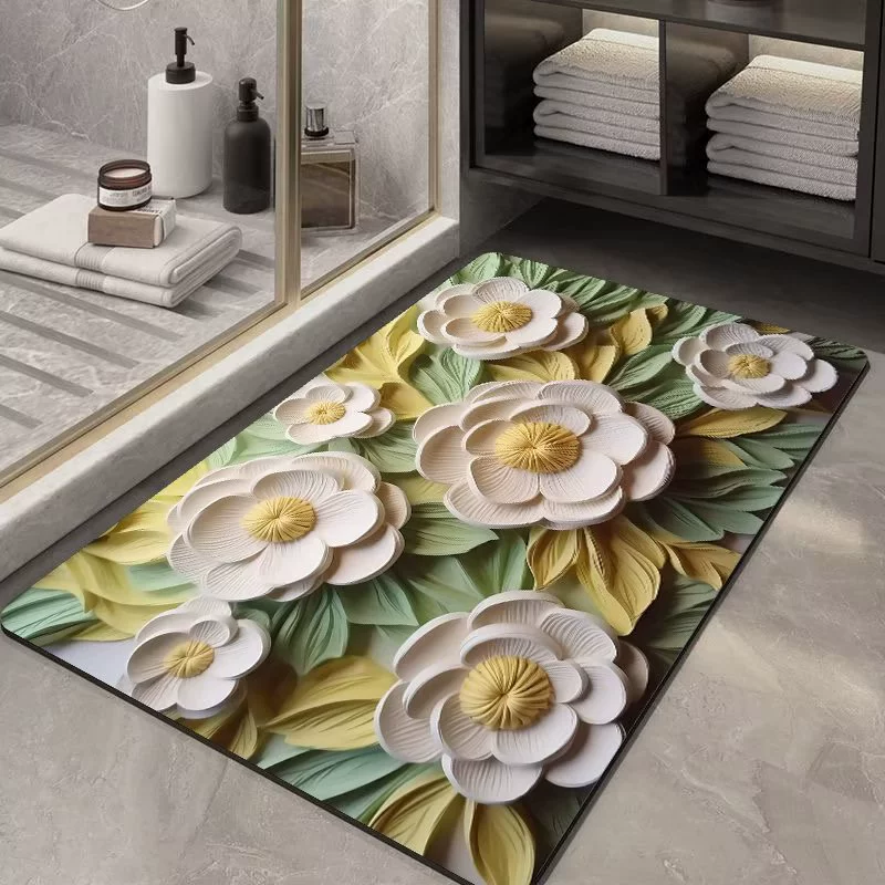 Новый расширяемый маленький цветок коврик для ванной комнаты технологическая ткань мягкий диатомовый грязевой коврик Впитывающий Коврик бытовой Ванная комната Кухня напольный коврик