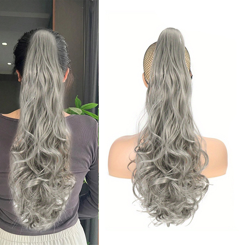 18 inch claw clip wavy ponytail extension synthetic fiber hair piece girl long wavy ponytail extension
