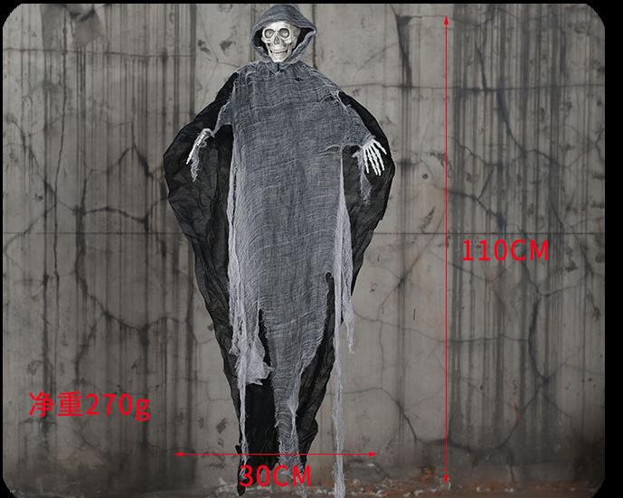 Decoración de casa embrujada de Halloween con cráneo colgante controlado por voz, para bar o KTV