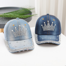 韩版新品时尚休闲女士镶钻皇冠鸭舌帽户外运动百搭遮阳棒球帽潮流