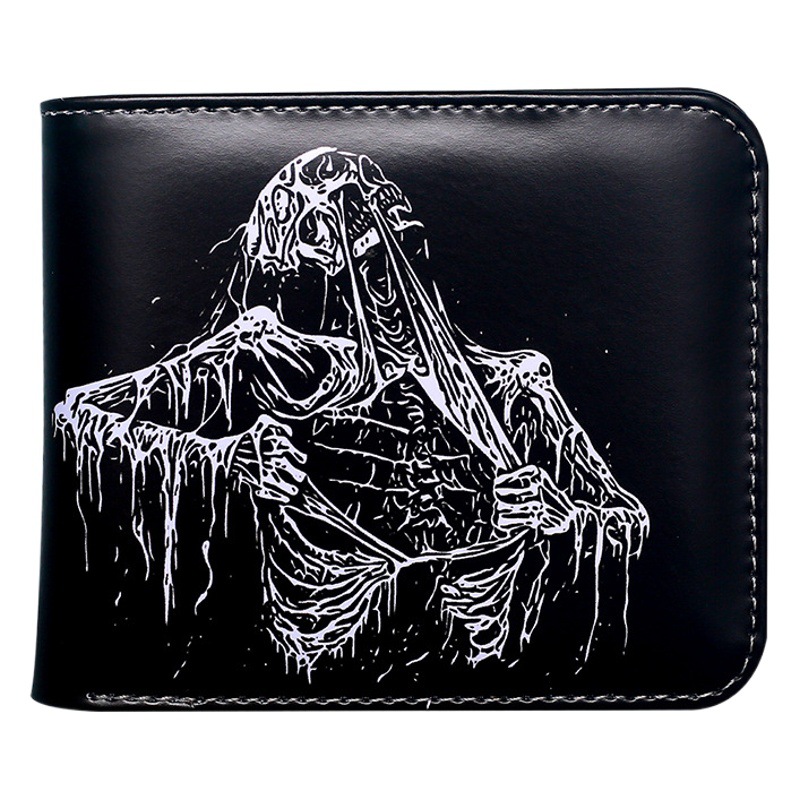 Foreign Trade New Wallet Retro Skull Color Printing Short Small Wallet Portable Fashion Hand Men's Coin Purse