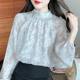 Spring Fashion 2025 Printed Long-Sleeved Chiffon Shirt New Elegant Top Chic Age-Reducing Western Style Small Shirt Spandex