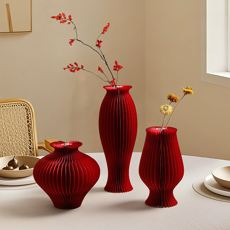 Cartones plegables creativos, flores de arte de papel, nuevos jarrones de arte de papel chino, flores, flores, flores secas, decoraciones de recipientes