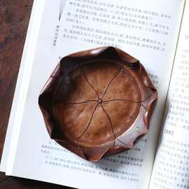 大漆手雕老楠竹壶承 竹节卷边工艺干泡家用禅意赏茶盘竹制茶盘