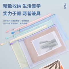A4 ファイルバッグマカロンメッシュバッグ防水収納袋プラスチックテスト紙袋ジッパー情報袋分類袋