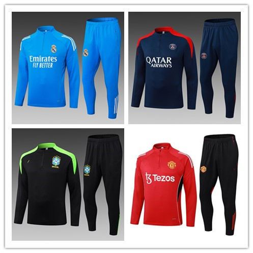 Factory Direct Supply Spring and Autumn Half-Pull Paris Real Madrid Barcelona Ac Brazil Manchester United Adult Sports Football Uniform Set