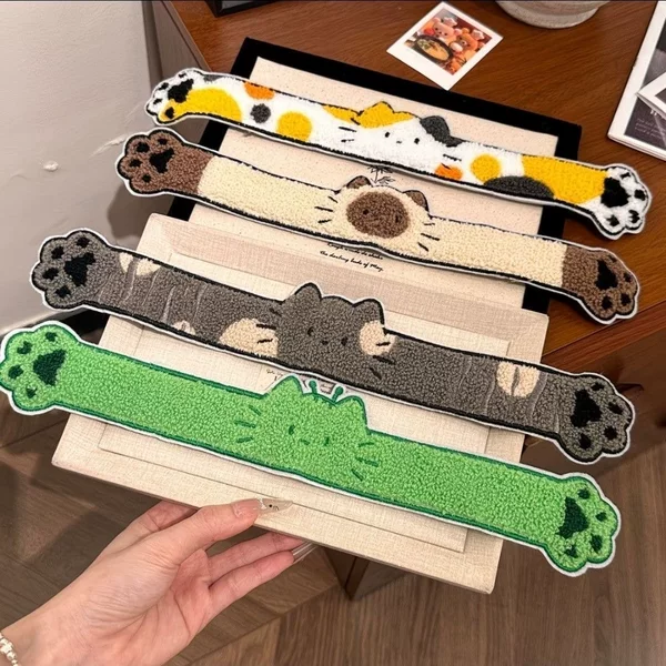 Customizable long strip magic tape for cute cartoon cat bangs, sweet girl cat hair stickers for washing face and applying makeup