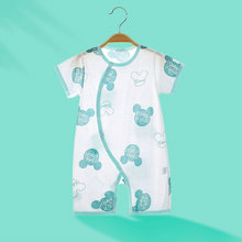 婴儿连体衣夏装新生儿衣服夏季薄款宝宝空调服睡衣短袖网眼哈衣