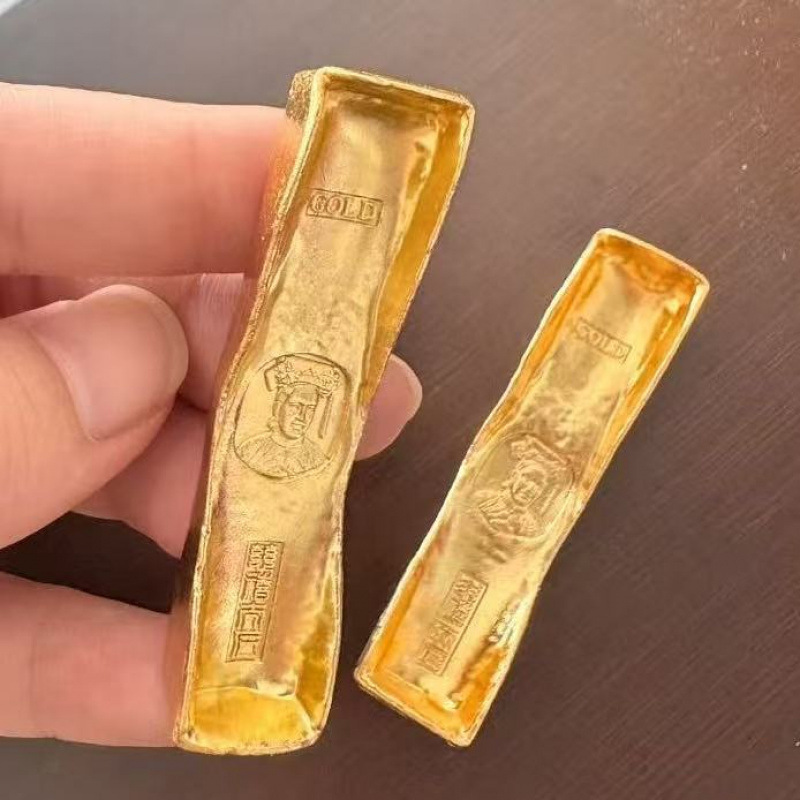 Adornos de lingotes de oro sólidos antiguos aleación Daqing bóveda Imperial BRICS antigüedades adornos de lingotes de oro simulados a mano