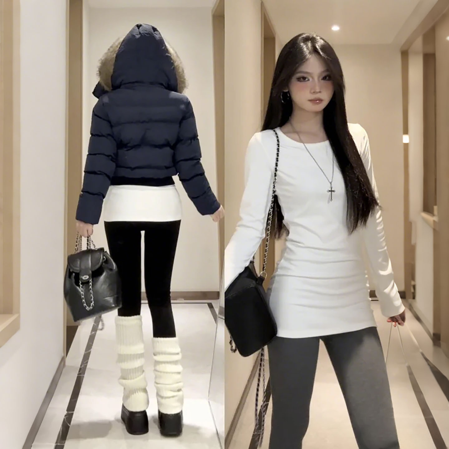 White Mid-Length Inner Layering Shirt for Women 2025 New Autumn and Winter Thin Tops Korean Style Early Autumn Atmosphere Wear