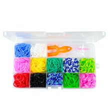 15格盒装高弹性不伤发彩色皮筋儿童DIY手工编织器手链一次性皮筋