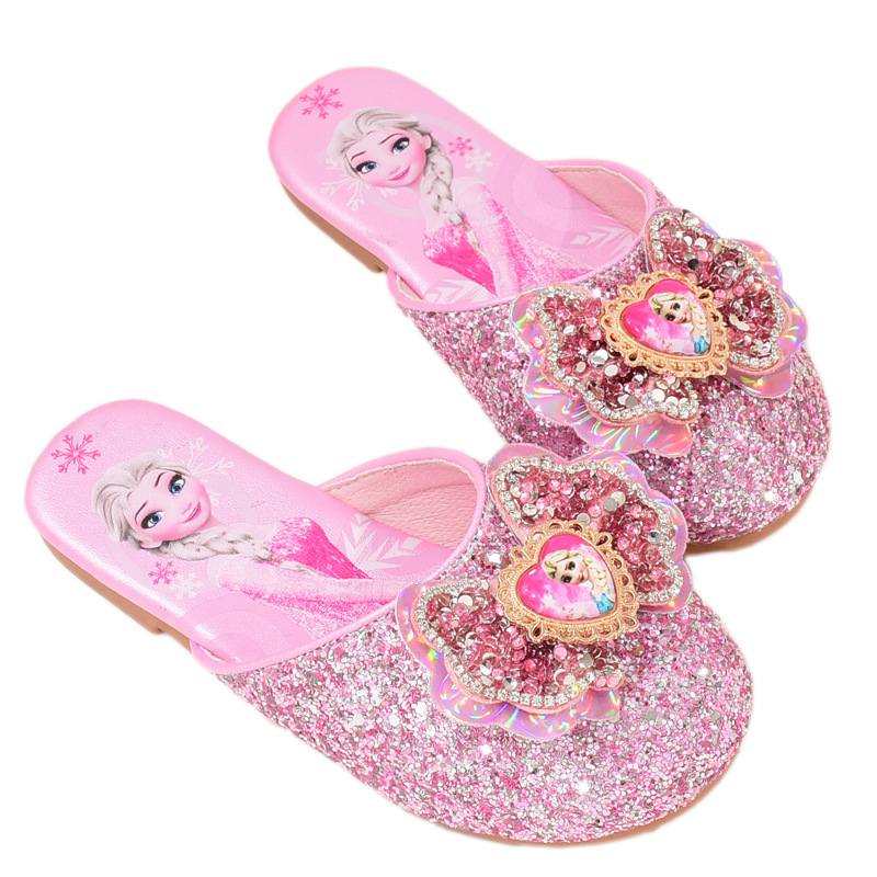 Zapatillas de las muchachas primavera y otoño niños lindos princesa cerrado toe sandalias bebé congelado Elsa zapatos interior verano