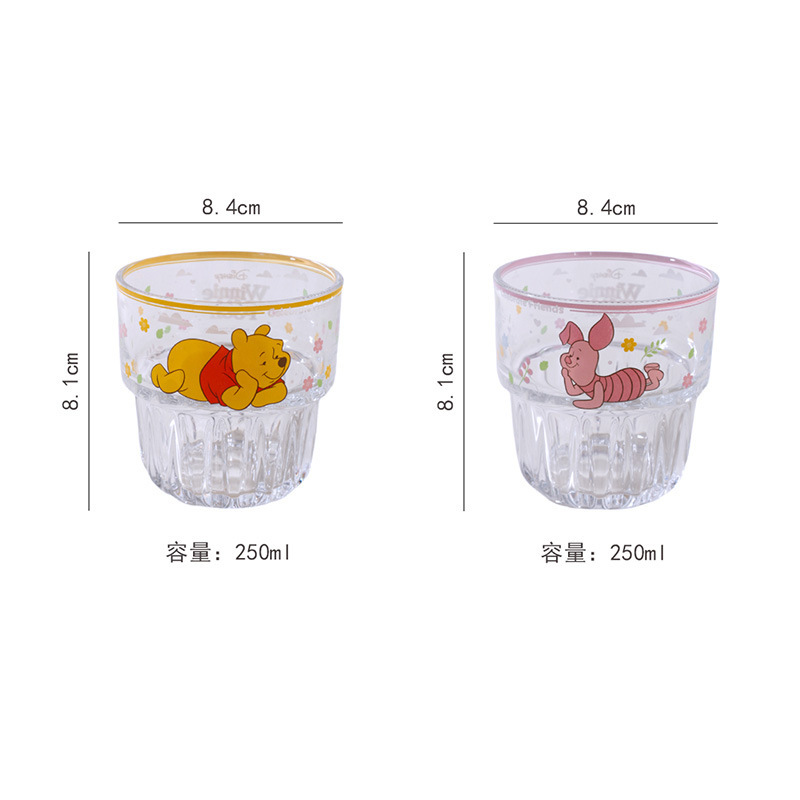 卡通竖纹玻璃杯少女心高颜值水杯家用创意冷饮杯儿童手握杯伴手礼|undefined