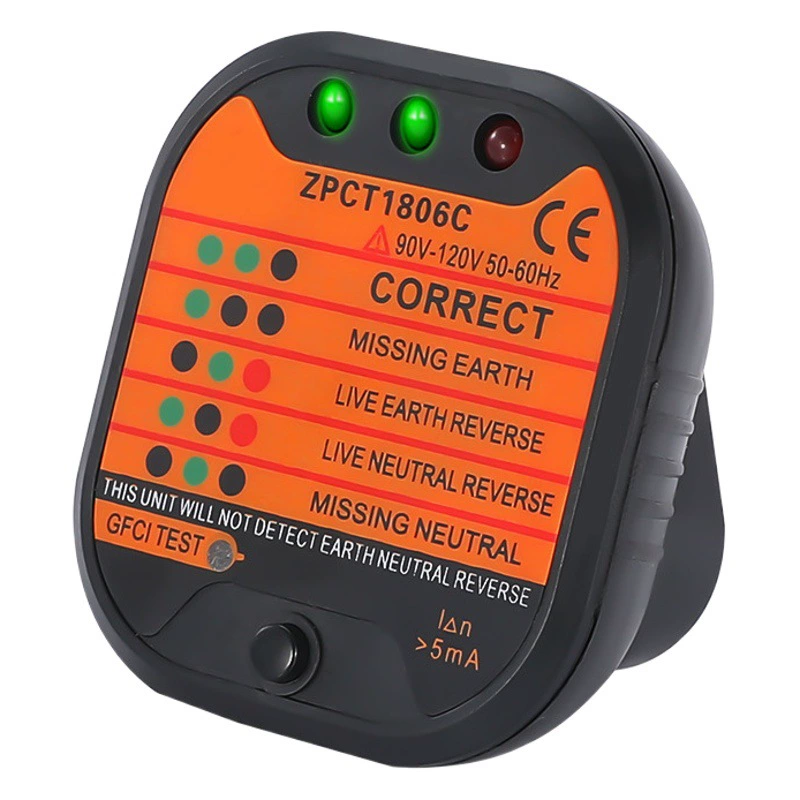 Оптовый тестер розеток ZPCT1806A, линия заземления, нулевая линия, живая проволока, полярность фазы, детектор утечки, многофункциональный