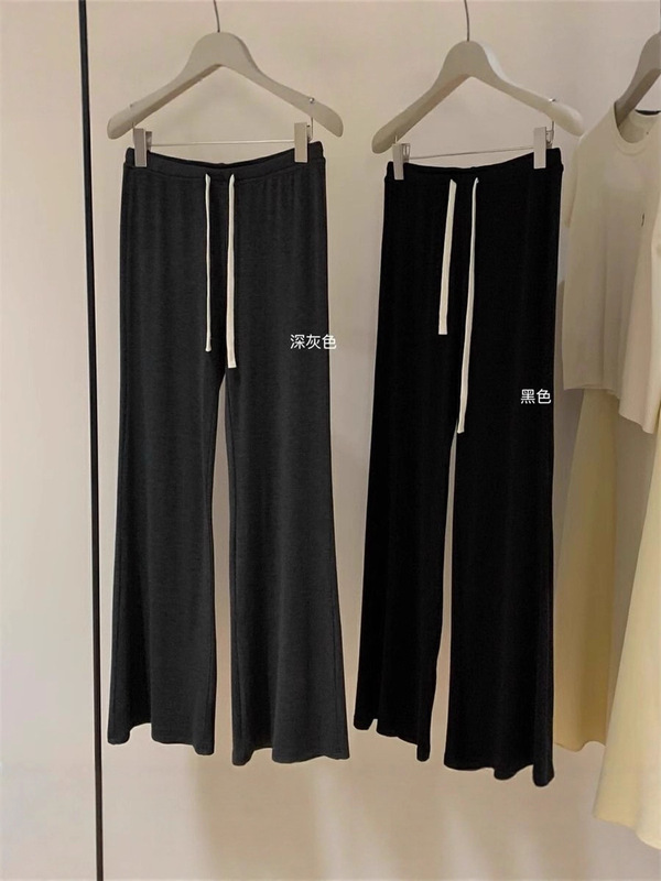 【工厂现货】2025夏韩版百搭慵懒风垂感微喇裤女百搭抽绳微弹居家|undefined