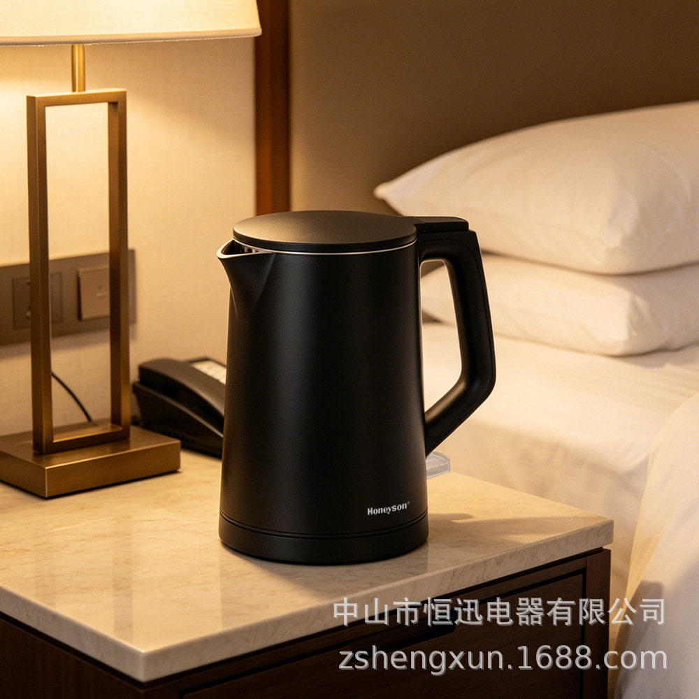K86 Hengxun Hotel doble capa 304 hervidor de acero inoxidable hervidor de agua hervida hervidor de agua al por mayor image 4