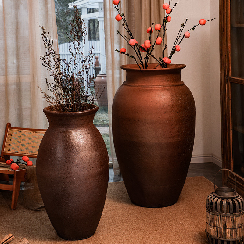 Gran vaso de cerámica de tierra silenciosa de viento cerámica hecha a mano cerámica de tierra cerámica de decoración popular cerámica de cerámica de gran tamaño cerámica antigua
