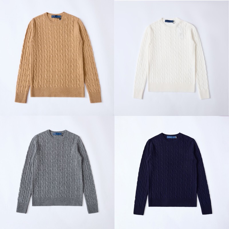 high quality Autumn and Winter RL Raff Embroidered Pony Mark Wool Knitted Twisted Crewneck Pullover Long Sleeve Women's Base Sweater high quality Autumn and Winter RL Raff Embroidered Pony Mark Wool Knitted Twisted Crewneck Pullover Long Sleeve Women's Base Sweater