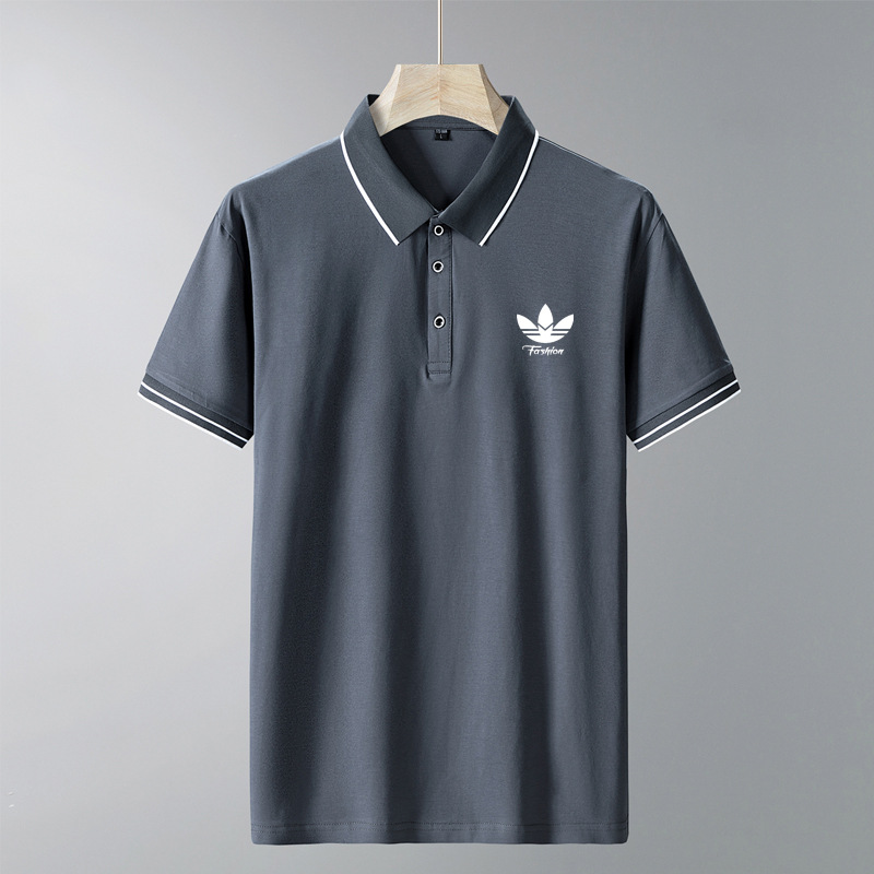 Trébol de verano nuevo estilo camisa POLO de manga corta para hombre top casual de negocios temperamento de color sólido material de algodón de gran tamaño de moda manga corta