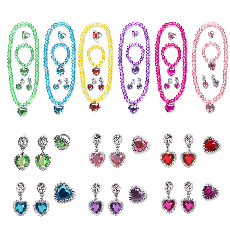 Children's Princess Necklace Set Aisha Belle Rapunzel Snow White Necklace Earrings Bracelet Ear Clip Set Children's Princess Necklace Set Aisha Belle Rapunzel Snow White Necklace Earrings Bracelet Ear Clip Set