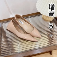 Nude pointed pointed single shoes ~ increased 5 cm shallow open -toe toe seam sexy pure desire gentle temperament, simple commute single shoes