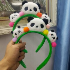 可爱毛绒卡通熊猫公仔发箍动物园洗脸发卡防滑头箍新款发饰头饰
