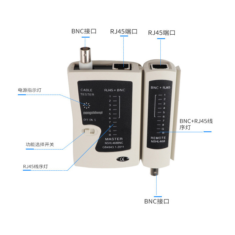 Multifunctional Network Cable Tester Bnc Coaxial Cable Tester Rj45