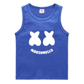 夏装儿童Marshmello DJ背心韩版打底衫吸汗糖果中小童无袖汗衫