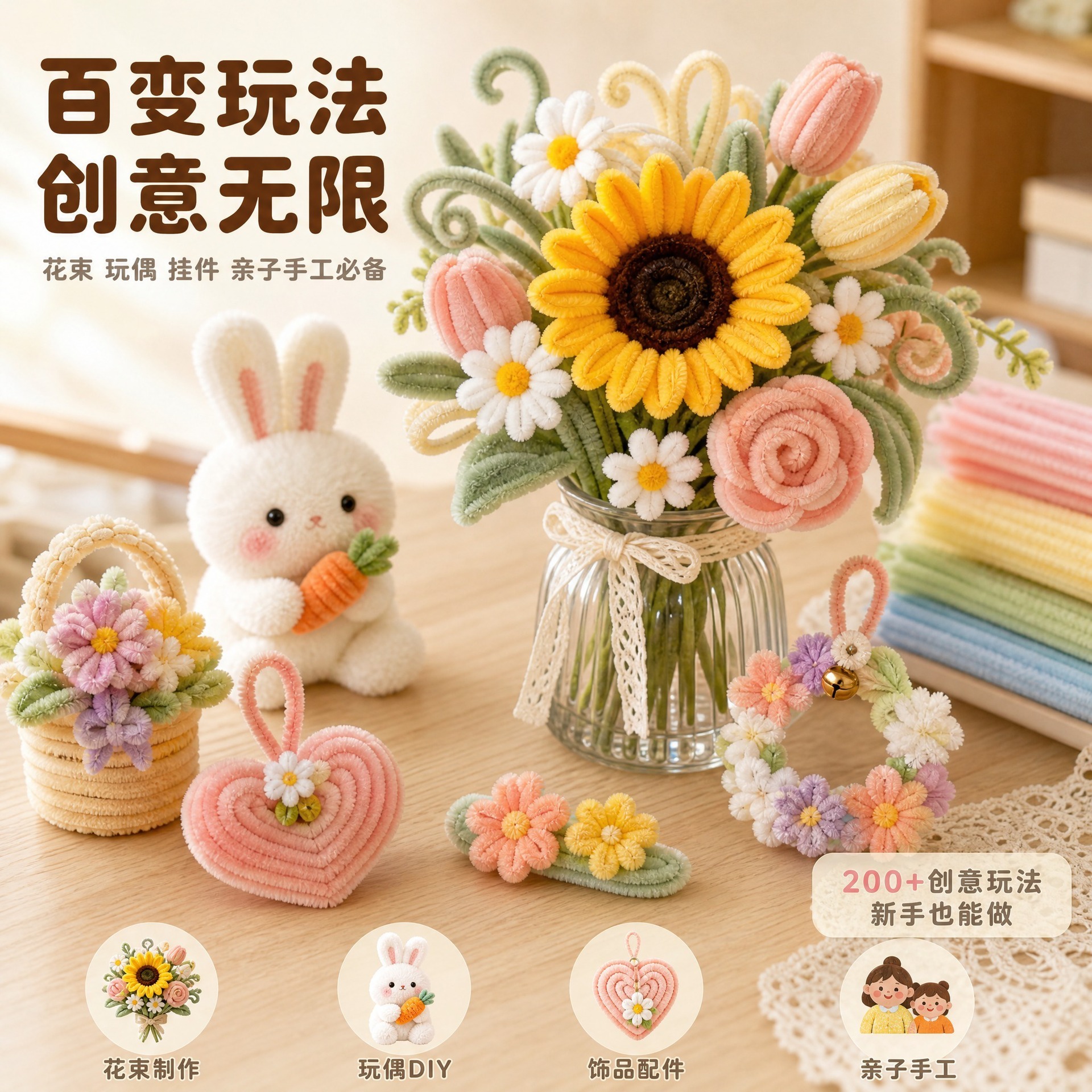 Limpiapipas de Felpa de Poliéster para Manualidades DIY y Arte Floral image 5