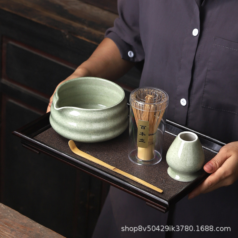 Japanese-Style Matcha Bowl, Matcha Mixing Tool from the Song Dynasty, Ceramic Tea Bowl, Tea Cup, Stirrer, Matcha Brush, Tea Whisk Set