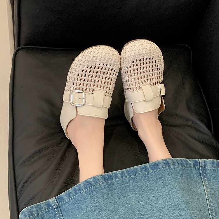 Baotou aumento de altura zapatillas de un pie de mujer verano outdoor hollow sluggish 2026 nuevas zapatillas breathables Burken