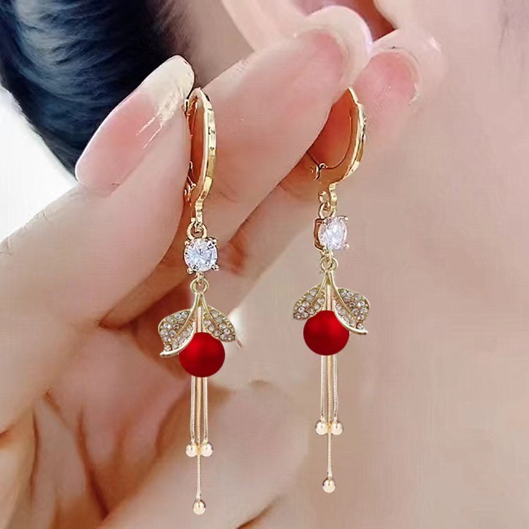 Design red earrings