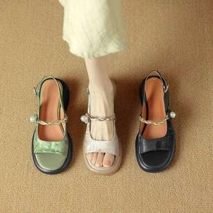 New Chinese Style Open-Toe Sandals for Women 2025 Summer New Soft-Soled Non-Tiring Roman Women's Shoes