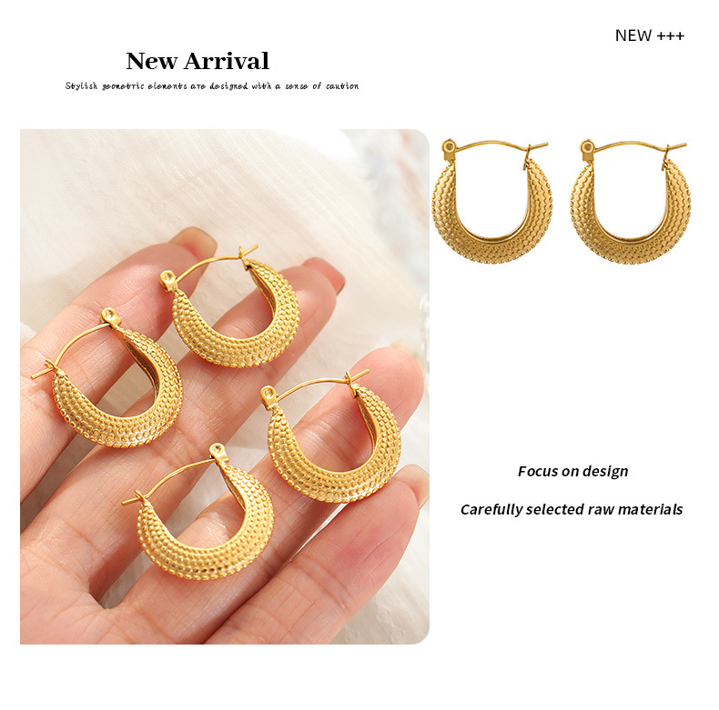 Retro U Shape Titanium Steel Earrings Metal Stainless Steel Earrings