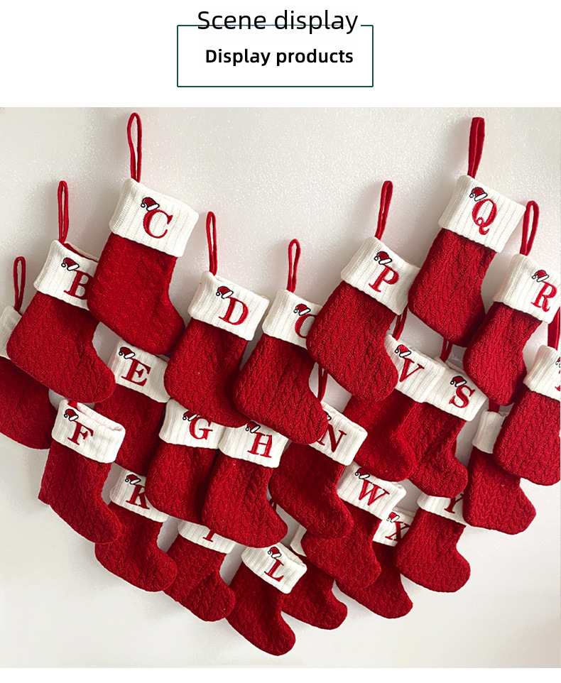Kannerdagsbedürfnisser dekorativ gestrickte Socken Wollossocken gestickte Kanner-Séissegkeeten-Cadeau-Tütchen Bréif Chrëschtsocken-Cadeau-Tütchen_voghion.com