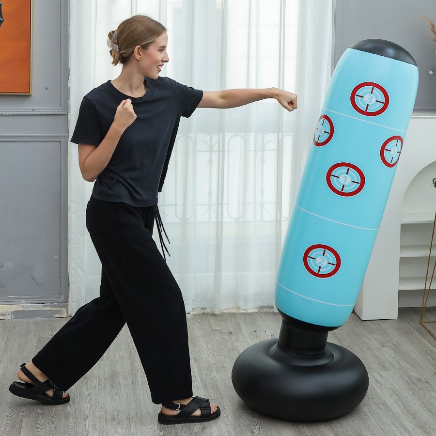 Pvc Inflatable Boxing Column Thickeneded 1.6m Boxing Column Blue Target Fighting Boxing Column Vent Toy Fitness