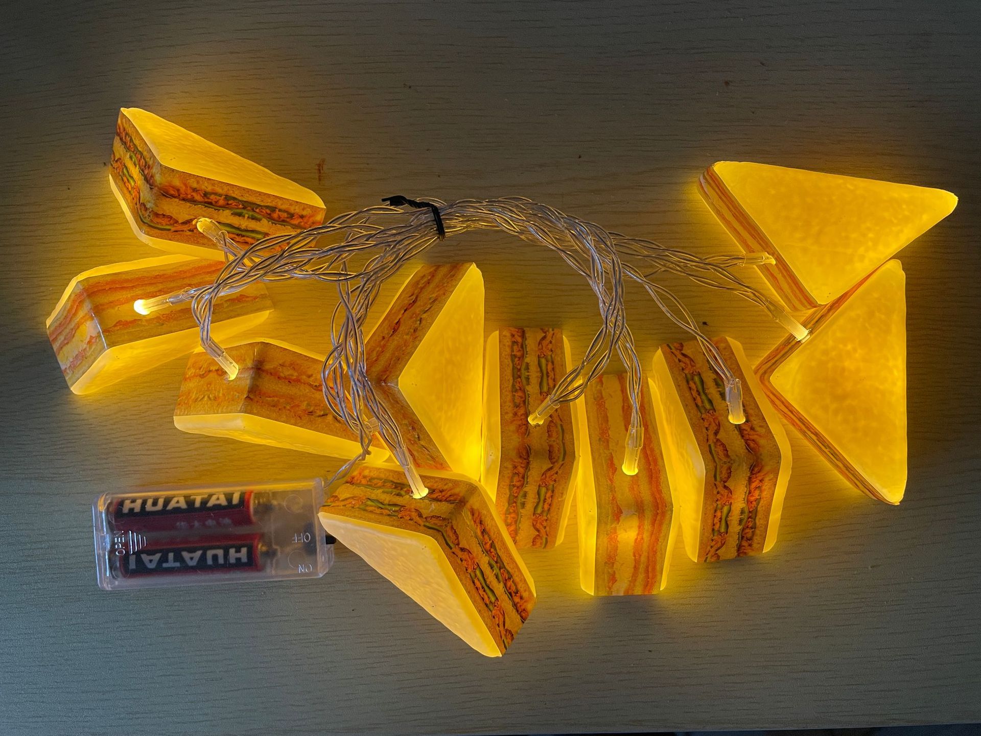 Nuevo LED helado luz cadena hamburguesa papas fritas luz decorativa de la habitación de los niños decoración del restaurante decoración de la fiesta de cumpleaños