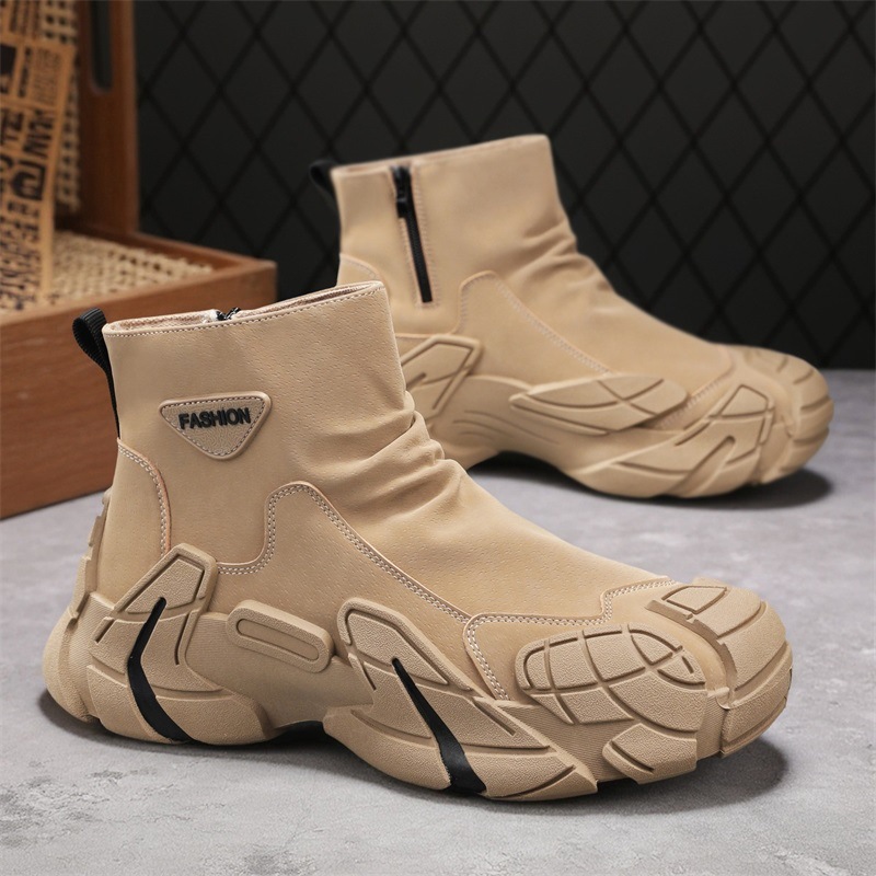 马丁靴男士2025冬季新款厚底上班工作劳保鞋耐磨防滑高帮工装靴子