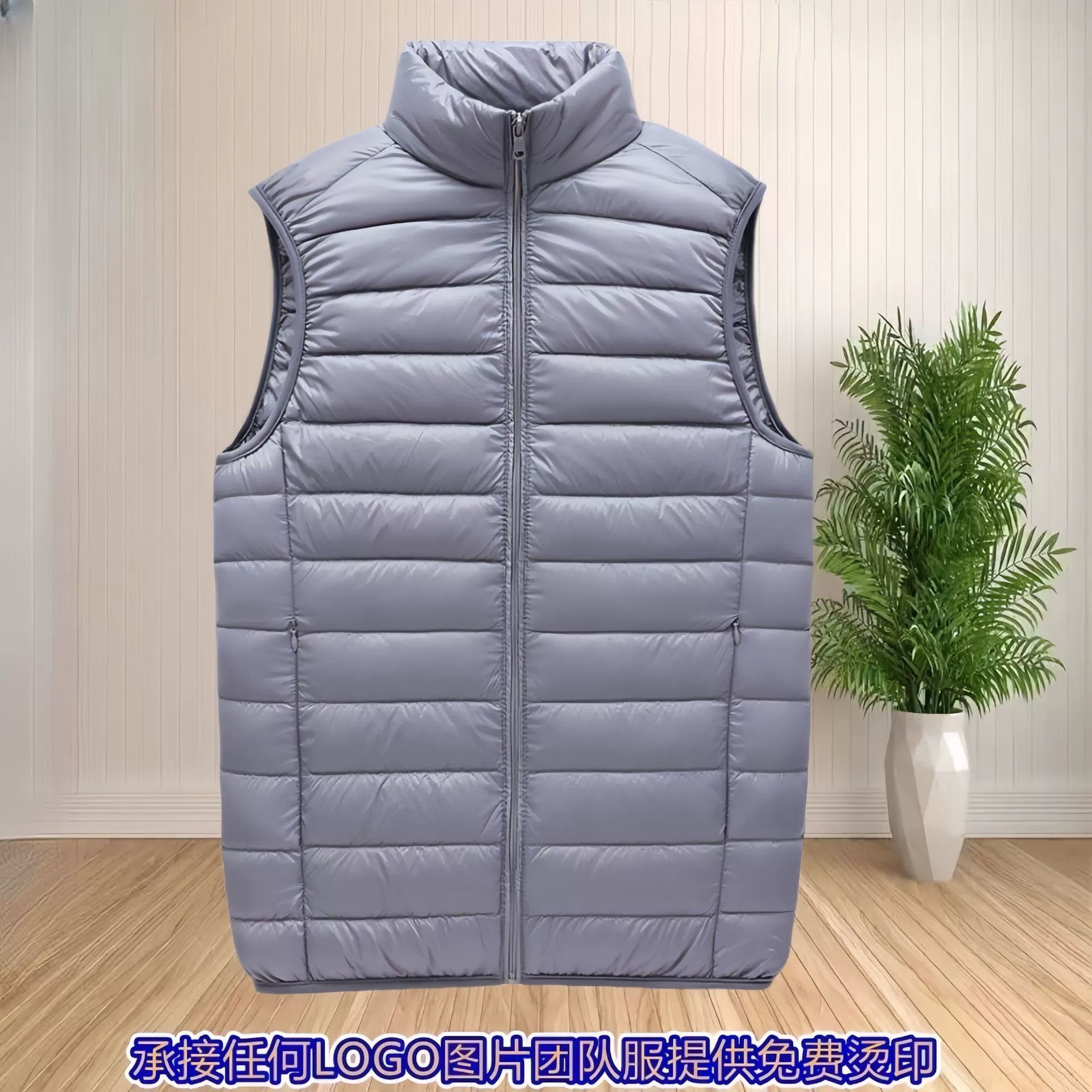 Vest with down, demi-season fashionable down jacket, feather stuffing