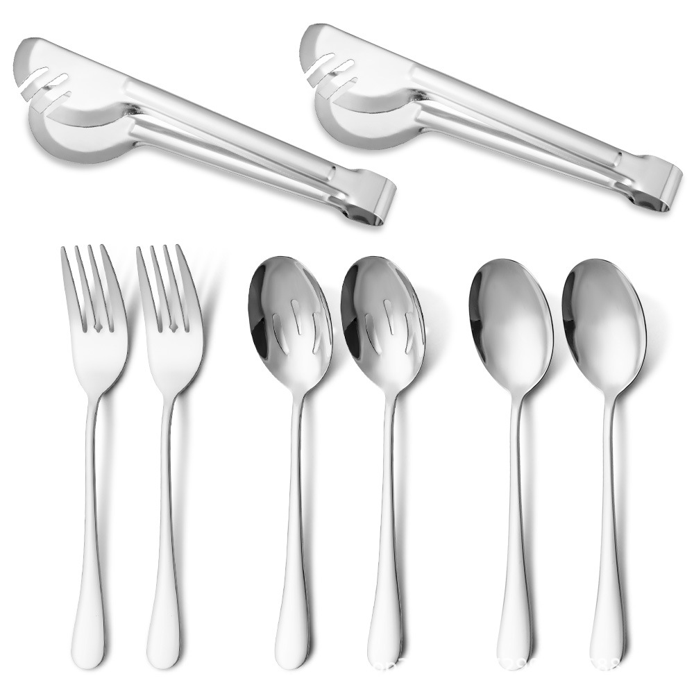 Suministro transfronterizo cuchara de tenedor de acero inoxidable Colador traje de vajilla común cuchara de servicio de clip de carne de comida multiusos