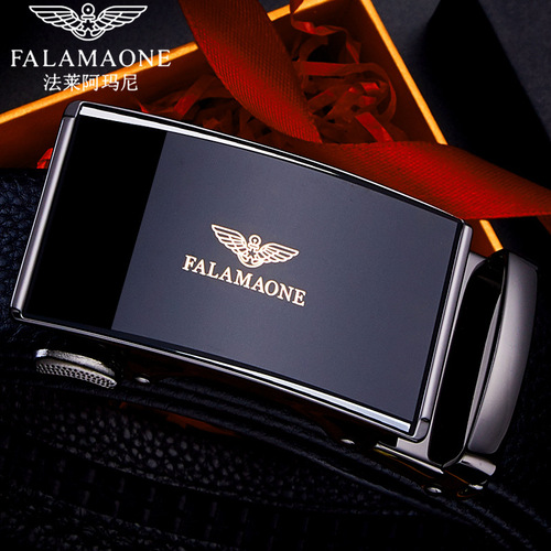 Fale Armani Men's Leather Belt with Genuine Leather Buckle, Trendy Youthful Design—Perfect for Business Pants