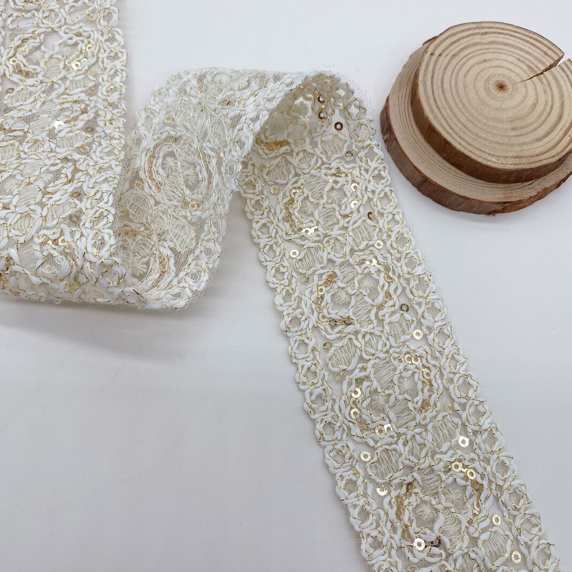 Accesorios de encaje de bordado étnico retro, malla, lentejuelas, bordado, ropa de bricolaje hecha a mano, accesorios de escote, código de barras de cinta